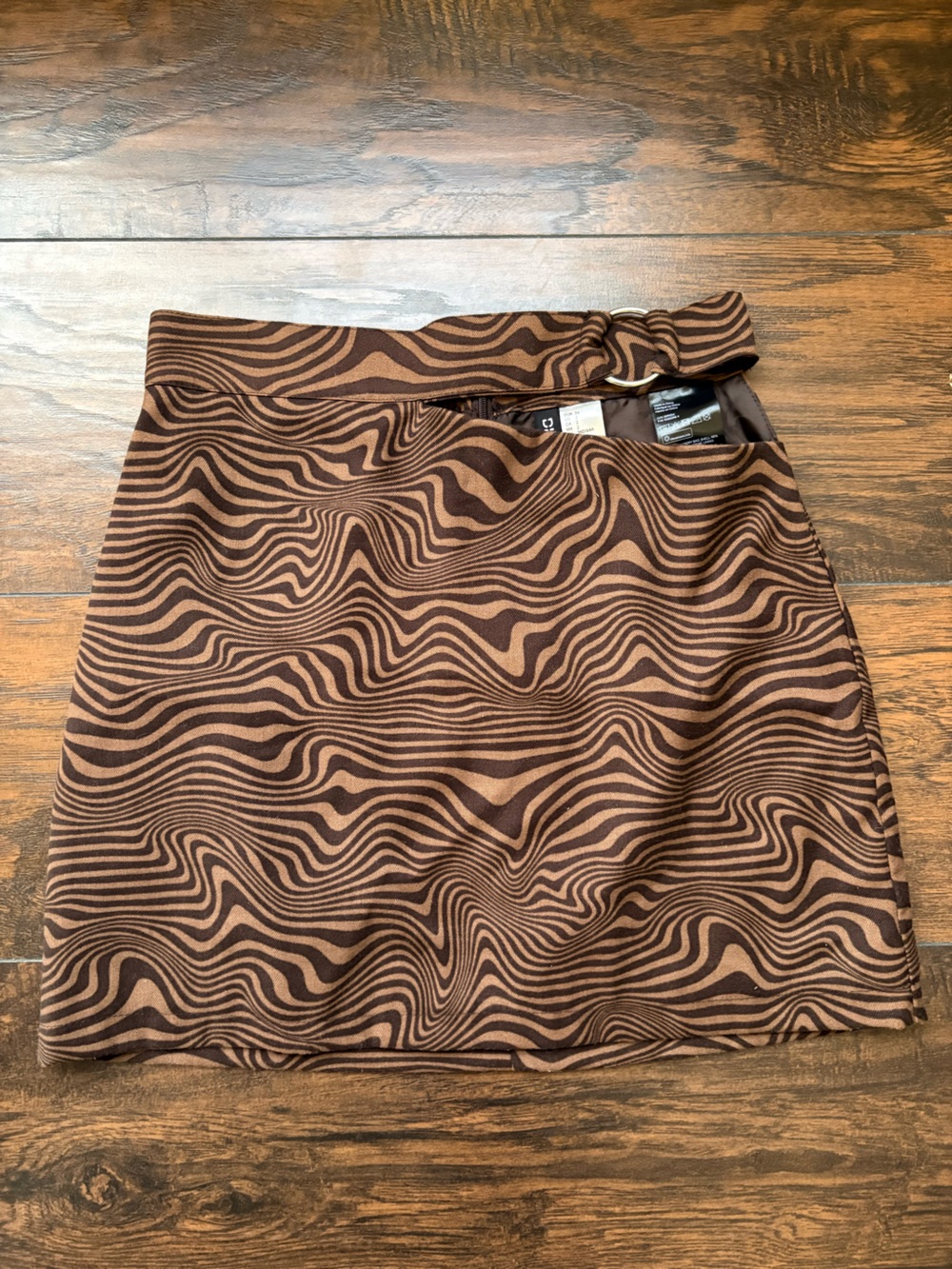 Divided Brown Wavy-Print Mini Skirt
